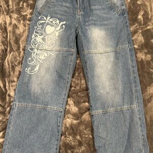 Women’s Blue Jeans with Graphic Design